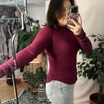 Free People maroon ribbed waffle knit thermal mock neck Photo 4