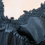 Vintage Y2K Black Floral Embroidered Babydoll Lingerie Size M Photo 2