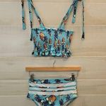 {S} Pineapple With Sunglasses Bikini Smocked Top Teal Yellow Size undefined Photo 0