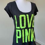 PINK - Victoria's Secret Victoria’s Secret PINK Neon Graphic Tee Charcoal Gray Shirt M Preppy 2000s Photo 1
