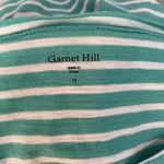 Garnet Hill Dress Womens 12 Green White Striped Cotton Casual Nautical Coastal Photo 8