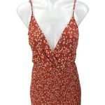 Endless Blu Brown Floral Sleeveless Smocked Cami Camisole Mini Tank Dress Size M Red Size M Photo 0