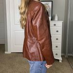 Brown vintage leather blazer Size L Photo 3