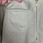 Jones New York  Top Womens Large Beige 100% Linen 3/4 Tab Sleeve 1/4 Zip Resort L Photo 3