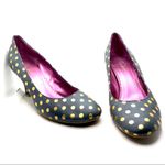 OH DEER! GRAY LEATHER "LADY IN WAITING" GOLD POLKA DOT HEELS (8) Photo 8