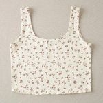 SheIn Shien Floral Print Lettuce Trim Tank Top Photo 0