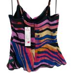 Parker Top Small Multicolor Silk Blend Peplum New Photo 5