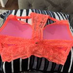 PINK - Victoria's Secret Victoria's Secret PINK Vintage Neon Orange Lace Racerback Bralette Photo 3