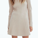 H&M  Ribbed Knit Wool-Blend Mini Dress Long Sleeve Neutral Size M Photo 0