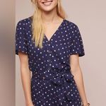 Anthropologie Romper Floral V Neck Up Lined Girly Small Photo 0