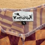 Omighty Exposed Seam Geometric Mesh Long Sleeve Crop Top in Orange Photo 1