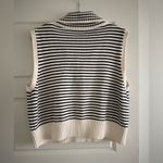 ZARA Women’s Collared Knit Sleeveless Sweater Black and Cream Size XL Photo 3