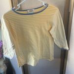 Talbots Yellow and White Striped Top with Blue Trim petite small Photo 0