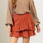 [New In] Solid Corduroy Ruffle Mini Skirt Photo 0