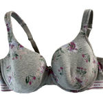 Cacique Bra 44DDD Gray Floral Padded Underwire Adjustable Clasp Back Photo 0