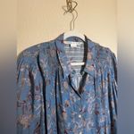 Veronica Beard ‎ Bohemian Floral Blouse Top Size 10 in Blue Cream Button Down Photo 1