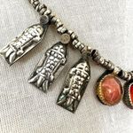 Silver tone Carnelian Tribal necklace Fish pattern Photo 3