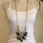 Vintage Vida layered Pom Pom crystal long necklace Gold Photo 0
