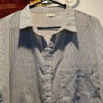 POL  Striped Gray and White Women’s  Shirt. Size M Photo 1