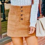 Altar'd State  Brown Tan Corduroy Button-Fly Mini Skirt Women's Size Medium Photo 0