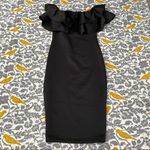 Boohoo  Black Bardot Layered Frill Detail Midi Pencil Dress NWT Size 6 Photo 5