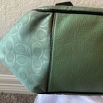 Coach : Teal & White (C3656) Court Tote Signature Nylon Bag- Silver Tone- mark Photo 8