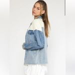 Boutique Women’s S Patch Together Denim‎ Trucker Jacket Blue Acid Wash Oversized Photo 12