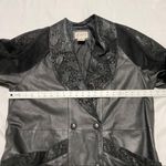 Liz Baker Black Tooled Leather/Suede Long Coat Photo 9
