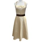 Bill Levkoff Cream Brown Halter Dress Bridesmaid Gala Cocktail Formal 12 Photo 1
