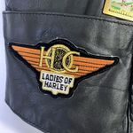 barney's new york Barney’s Leather Biker Vest – Women’s Size M Black Patch Harley Motorcycle Style Photo 5