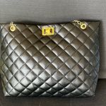 ⚠️ Clearance NWT Quilted black tote bag with golden chain faux leather Photo 0