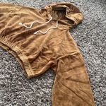 Double Zero Caramel Suede Cropped Hoodie Photo 6