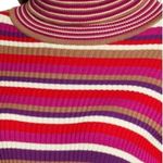 Lisa Says Gah  Hibiscus Stripe Ribbed Long-Sleeve Turtleneck Midi Dress Size XS/S Photo 3