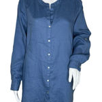 Sigrid Olsen  Shirt Womens Medium Blue‎ Linen Tunic Classic Lagenlook Minimalist Photo 0