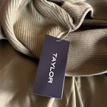 NWT Taylor Mix Media Ribbed Bodice Crew Neck Satin Skirt Side Pocket Green Size M Photo 11