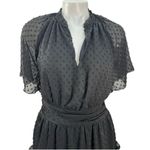 ZARA dotted mesh black v-neck sheet short sleeve mini elegant dress size M Photo 2