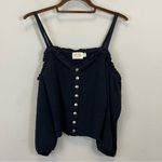 Nation Ltd  Black Smocked Cold Shoulder‎ Snap Top Size XS Photo 1
