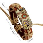 1pc Hemp Rope‎ Braided Cowhide Faux Leather Bracelet Brown Photo 4