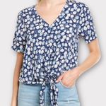 Madewell  Blue Moon Tie Front Floral Short Sleeve Top Size XS Photo 4