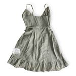 ASOS DESIGN tie wrap around mini sundress in self grid check in khaki Photo 2