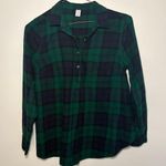 Old Navy  Maternity Green and Blue Plaid Flannel Long Sleeve Pullover Shirt M Photo 0