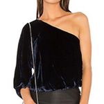 Alice + Olivia  • SAPPHIRE BLUE ONE-SHOULDER VELVET TOP Photo 3