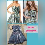 Betsey Johnson Betsy Johnson Evening Metallic Blue Leopard Print Prom/Homecoming/Wedding Dress Photo 1
