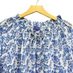 Ro’s Garden Blue Floral Peasant Blouse 3/4 Sleeve Tassel Tie Size M Size M Photo 5
