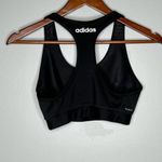 Adidas  Black Logo CLIMALITE Racerback Sports Bra spell out athletic size medium Photo 2