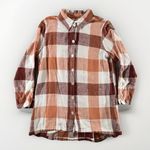 Soft Surroundings  Plaid Linen Blend Button Shirt‎ Top Size Small Zip Back Fall Photo 0