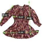 Aerie  burgundy floral mini dress, gathered waist & cuffs, size L Photo 6