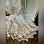 Vintage Mermaid Beaded Ling Sleeve Sheer Wedding Dress Size 10 Fringe White Photo 8