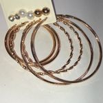 Elegant Gold Tone Hoop and Dainty Stud Boho Earring Set Photo 1