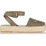 Valentino Garavani Valentino studded green suede and leather ankle-wrap espadrille sandal size 37 Photo 1